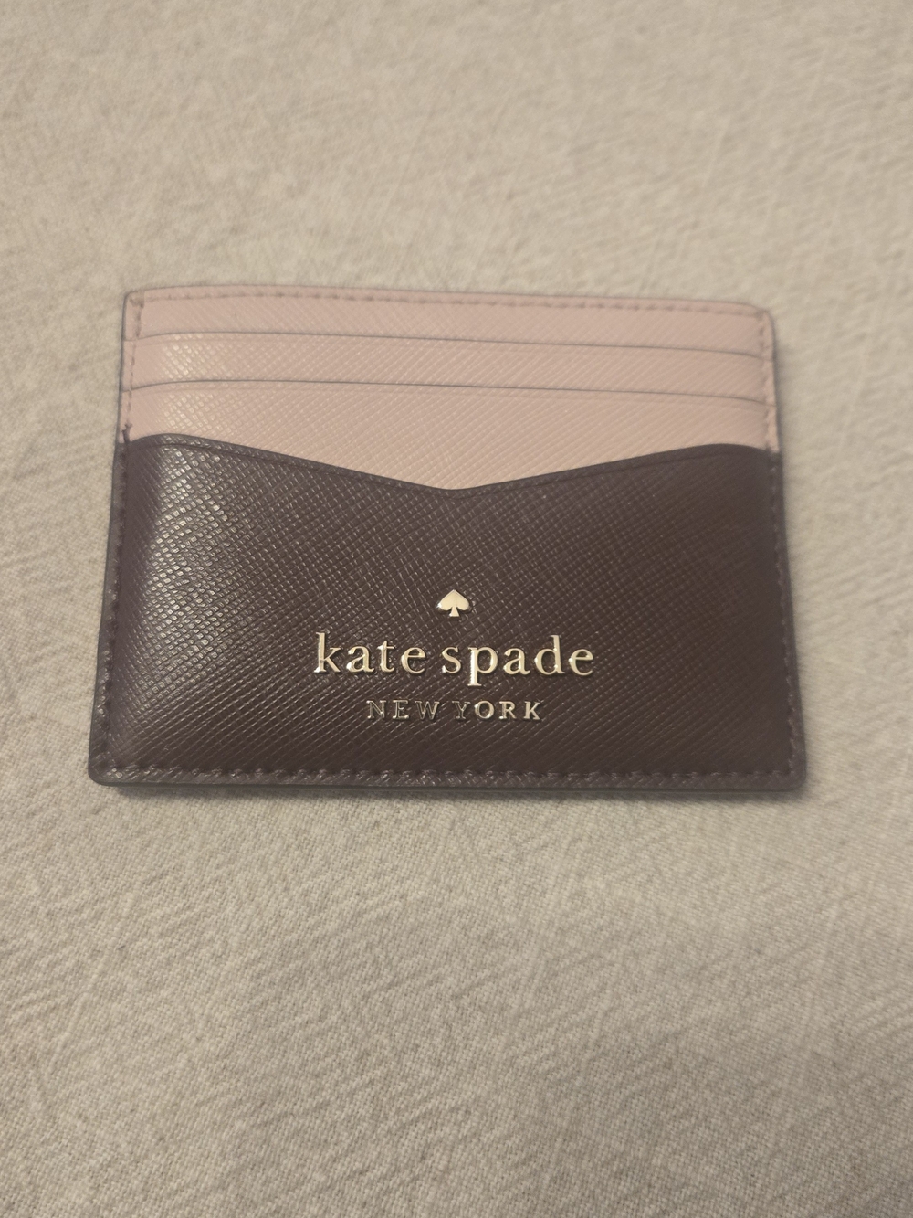 kate spade Pink and Brown Leather Two-Tone Card Case